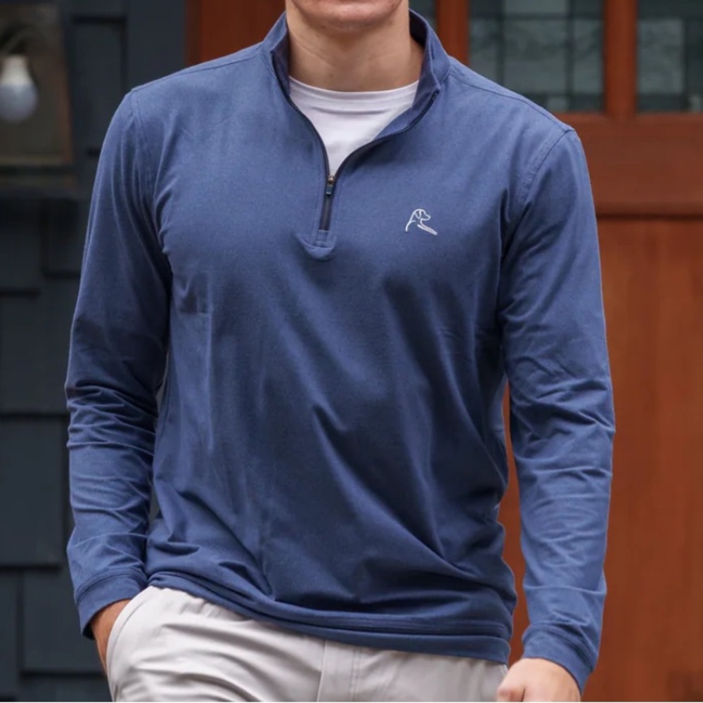 Rhoback, Men's Performance Q-Zip. Fleet Navy/Slate Blue. NWT